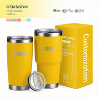 Mug isotherme personnalisé 20oz 30oz en acier inoxydable à double paroi, gobelet de voyage avec revêtement en poudre, design classique, bouteille sous vide