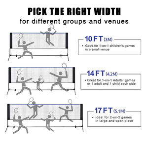 Redes de Bádminton Plegables DKS de 17 pies, Azul y Negro, Juego Combinado de Red de Polipropileno Personalizada para Playa - Product Image 5