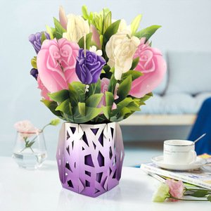 การ์ดอวยพรแบบป๊อปอัพ 3 มิติ รูปดอกกุหลาบพับได้ พร้อมซองการ์ดเปล่า สำหรับวันวาเลนไทน์ วันแม่ ทำเองได้ - Product Image 1