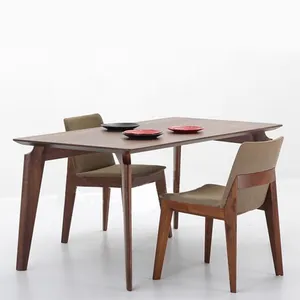 İskandinav Modern tasarımlar ahşap sandalyeler ve masa dikdörtgen MDF ahşap yemek masası seti 6 kişilik