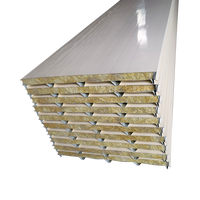 Panneau sandwich en laine de roche pour mur isolant de construction de maison préfabriquée avec mousse EPS PU-Matériau de construction à noyau métallique