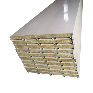 Panneau sandwich en laine de roche pour mur <span class=keywords><strong>isolant</strong></span> de construction de maison préfabriquée avec mousse EPS PU-Matériau de construction à noyau métallique - Product Image 5