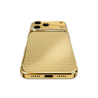 Coque de luxe personnalisable avec dos en zircon, incrustation artisanale, cadre plaqué or et boîtier plaqué sous vide pour iPhone 17 Pro Max