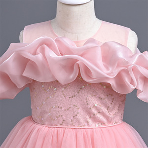 Vestido de Fiesta Largo Rosa de Alta Calidad Personalizado para Niñas, Estilo Princesa, para Eventos Nocturnos y Bodas - Product Image 4