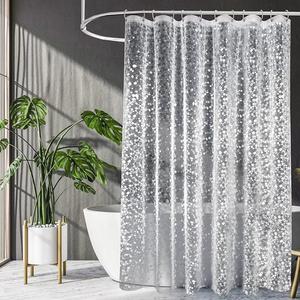 Rideau de douche PEVA transparent imperméable, housse de bain pour baignoire, revêtement de salle de bain motif galets - Product Image 2