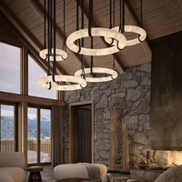 Luminaire suspendu moderne en alabâtre linéaire ondulé, forme organique, lampe de table pour salle à manger, lampe suspendue en marbre pour îlot de cuisine
