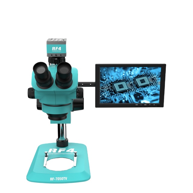 RF4 RF7050TV-2KC1-S010 4K Digital Camera Trinocular Stereo Microscope 10inch Monitor Industrial Laboratory Mobile Phone Repair