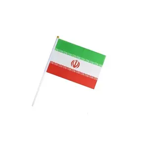 Goedkope Hand Gehouden Kleine Mini Iran Iraniërs Nationale Land Stok Vlag Met Ronde Top