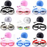 Gorro de Natación al por Mayor con Juego de Gafas, Gafas Antivaho con Tapones para los Oídos, Pinza Nasal, Gafas de Natación de Silicona, Gafas de Piscina