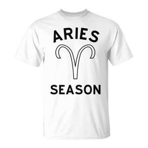 T-shirt astrologique avec glyph du zodiaque de la saison du Bélier, cadeau d'anniversaire d'avril - Product Image 1