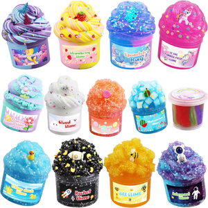 Kit de slime créatif pour enfants, 13 pièces, pour filles et garçons, slime croquant et slime beurre DIY, jouet anti-stress, idéal pour les cadeaux de fête et les remplissages de paniers de Pâques - Product Image 2