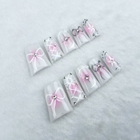 Uñas artificiales forma de uñas de almendra forma de uñas de pico de pato degradado Rosa fábrica de alta calidad al por mayor.