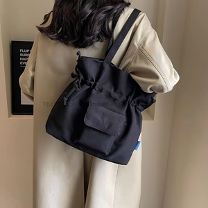 Korean-Style Zipper Closure Solid Color Canvas Women's Shoulder/Crossbody Tote <b>Bag</b> Casual Handheld Underarm Winter Tanjing - Product Image 4