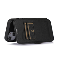 Étui en cuir à rabat avec protection coulissante pour appareil photo, pour iPhone 14 13 12 11 Pro Max 7 8 14 Plus X XS Max XR, avec emplacement pour cartes et support, coque arrière