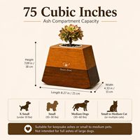 Urne funéraire pour animaux de compagnie en bois de pin naturel avec plateau pour plante, urne commémorative pour cendres d'animaux, décoration d'intérieur, cadeau de sympathie