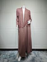 Abaya de mode avec foulard, en satin, bordure en dentelle douce, broderie à motifs moelleux, chemisier à manches longues, kimono ouvert, Abayas musulmanes