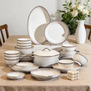 European Nordic Style Gradient Color Ceramic Dinner Tableware <b>Set</b> Nordic Pattern <b>for</b> Home Restaurant Use - Product Image 5