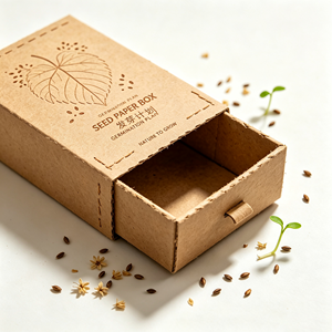 OEM Custom Logo Plantable Seed Paper Drawer <b>Box</b> Wholesale - CMYK Offset Printing 100% Biodegradable Packaging for Skincare - Product Image 1