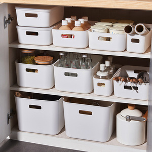White Rectangle <b>Storage</b> Box With Lid <b>Stackable</b> Plastic Organizer Bin For <b>Wardrobe</b> Closet <b>Storage</b> - Product Image 2