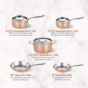 Ensemble de casseroles en acier inoxydable triple couche de haute qualité, faciles à nettoyer, compatibles gaz et induction, résistantes au four, compatibles lave-vaisselle - Product Image 2