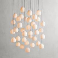 Lampe suspendue minimaliste ovale en cuivre et albâtre, petite suspension en marbre, style nordique pour salon et chambre à coucher