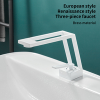 Robinet de lavabo cascade noir en laiton pour salle de bain, mitigeur eau chaude et froide