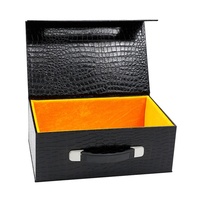 Boîtes d'emballage cadeau de luxe en cuir PU à texture crocodile noir personnalisées Outils écologiques pour chaussures en bois et à vin