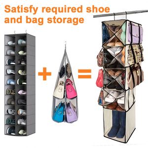 Nouveau <span class=keywords><strong>design</strong></span> suspendu placard organisateur stockage 5 étagères séparables placard étagères de rangement avec maille poche vêtements - Product Image 4