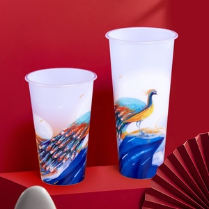 Copos de Plástico Descartáveis para Bubble Tea, Frutas e Leite, Copos de Plástico PP Injetado, 12, 16, 20, 22, 24 oz com Tampa - Product Image 5