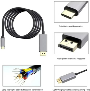 Tendencia tipo C a <span class=keywords><strong>DisplayPort</strong></span> 4K <span class=keywords><strong>Cable</strong></span> convertidor <span class=keywords><strong>de</strong></span> adaptador <span class=keywords><strong>de</strong></span> vídeo carcasa <span class=keywords><strong>de</strong></span> aluminio para Cables DP chaqueta <span class=keywords><strong>de</strong></span> PVC 8K para teléfono portátil - Product Image 2