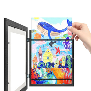 Kids Art <b>Frame</b> Wooden Sliding <b>Black</b> Rectangle Print <b>Frame</b> For Living Room Study Decor - Product Image 1