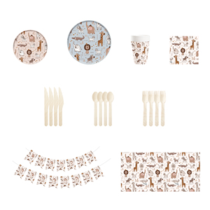 Juego de platos, servilletas y tenedores de papel con temática animal DAMAI para fiestas infantiles, vajilla desechable para celebraciones de cumpleaños. - Product Image 5
