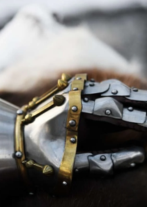 Gants de chevalier médiéval en acier, armure de main, finition polie argentée/dorée, pour cosplay nautique, décoration de costume, décoration intérieure - Product Image 4