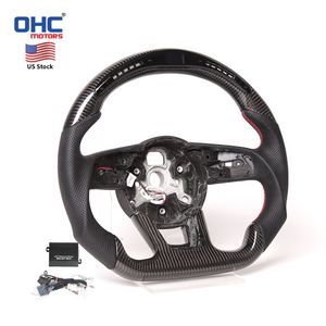 Volant en fibre de carbone avec LED pour <span class=keywords><strong>Audi</strong></span> A3 A4 <span class=keywords><strong>A5</strong></span> S3 S4 S5 2016-2020 Rs3 Rs4 Rs5 2017-2020 avec indicateur de changement de vitesse LED, en stock aux États-Unis - Product Image 1