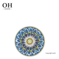 OHERE 12' Assiettes de présentation en porcelaine fine, décor floral, oiseaux et papillons, émaillées, pour service de table et assiettes de salade