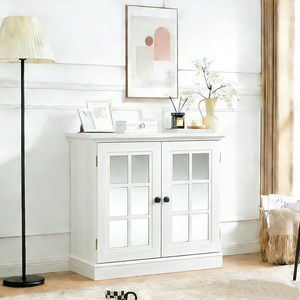 <b>Storage</b> Sideboard Cabinet With 2 Acrylic Mirrored Doors Adjustable Shelf <b>For</b> Dining Living <b>Kitchen</b> - Product Image 4