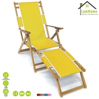Kursi Santai Lipat Ottoman yang Dapat Disesuaikan, Nyaman, Berbahan Kayu Beech dengan Bantalan Oxford, Cocok untuk Rumah, Teras, dan B&B