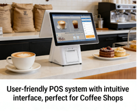 Terminal de point de vente à double écran de 15,6 pouces avec Android ou Windows, tout-en-un, adapté aux systèmes de caisse de restaurant