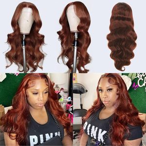Perruques Lace Front 13x6 en <span class=keywords><strong>Cheveux</strong></span> Humains Ondulés, Densité 180, Perruques Frontales HD 13x6 en <span class=keywords><strong>Cheveux</strong></span> Humains Pré-Pluckées Rouge <span class=keywords><strong>Cuivré</strong></span> Sans Colle - Product Image 6