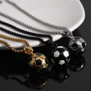 Collar con Colgante de Fútbol de Acero Inoxidable, Diseño Geométrico de 19MM, Unisex, para Uso Diario - Product Image 1