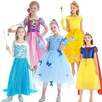 New Kids Girls Elsa Anna Snow belle rapunzel Princess Costume Deluxe Dress Up Halloween Cosplay Birthday Party Dress For Girls