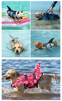 Gilet de sauvetage réfléchissant multicolore écologique à rayures simples pour chien, grande flottabilité, thème sirène et requin, pour jeux aquatiques estivaux