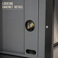 Armoire à outils d'atelier commerciale avec établi, tiroirs de rangement modulaires, armoires supérieures et compartiments verrouillables