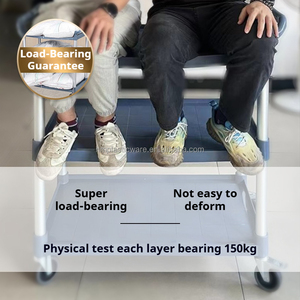 Restaurant commercial Tube en aluminium 3 niveaux dîner en plastique Service alimentaire chariot de service chariot - Product Image 3