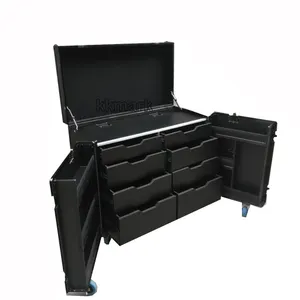 4 Drawers Flight Case with Keyboard Shelves and 16RU Rackmount for Video Production Large Production Case
