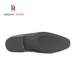 Custom Logo Vintage Handmade Slip-On Comfortable Blue Velvet <b>Shoe</b> <b>Decorated</b> with a Big Diamond for Autumn Season - Product Image 5