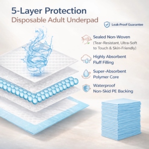 OEM Einweg-Absorbierunterlagen 60x90cm Hochabsorbierend Wasserdicht Tragbare Wickelunterlage für Erwachsenen-Inkontinenzpflege - Product Image 2