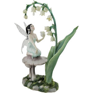 Statua di Fata <span class=keywords><strong>dei</strong></span> <span class=keywords><strong>Fiori</strong></span> Dipinta a Mano, Fata <span class=keywords><strong>dei</strong></span> <span class=keywords><strong>Fiori</strong></span> Seduta su un Fungo che Raccolta Gocce d'Acqua - Product Image 1