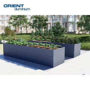 Pot de fleur <span class=keywords><strong>rectangulaire</strong></span> pour jardin extérieur <span class=keywords><strong>Jardinière</strong></span> murale en aluminium avec blocs de <span class=keywords><strong>béton</strong></span> Pots à revêtement en poudre à motif carré et finition noire - Product Image 2