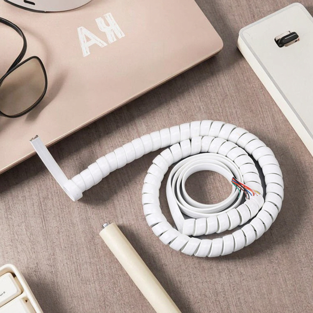 2m Length 30AWG 4P4C 4-Core Spiral Telephone Wire Cable 4P4C Shield PVC Jacket Pure Copper Conductor Cable Communication